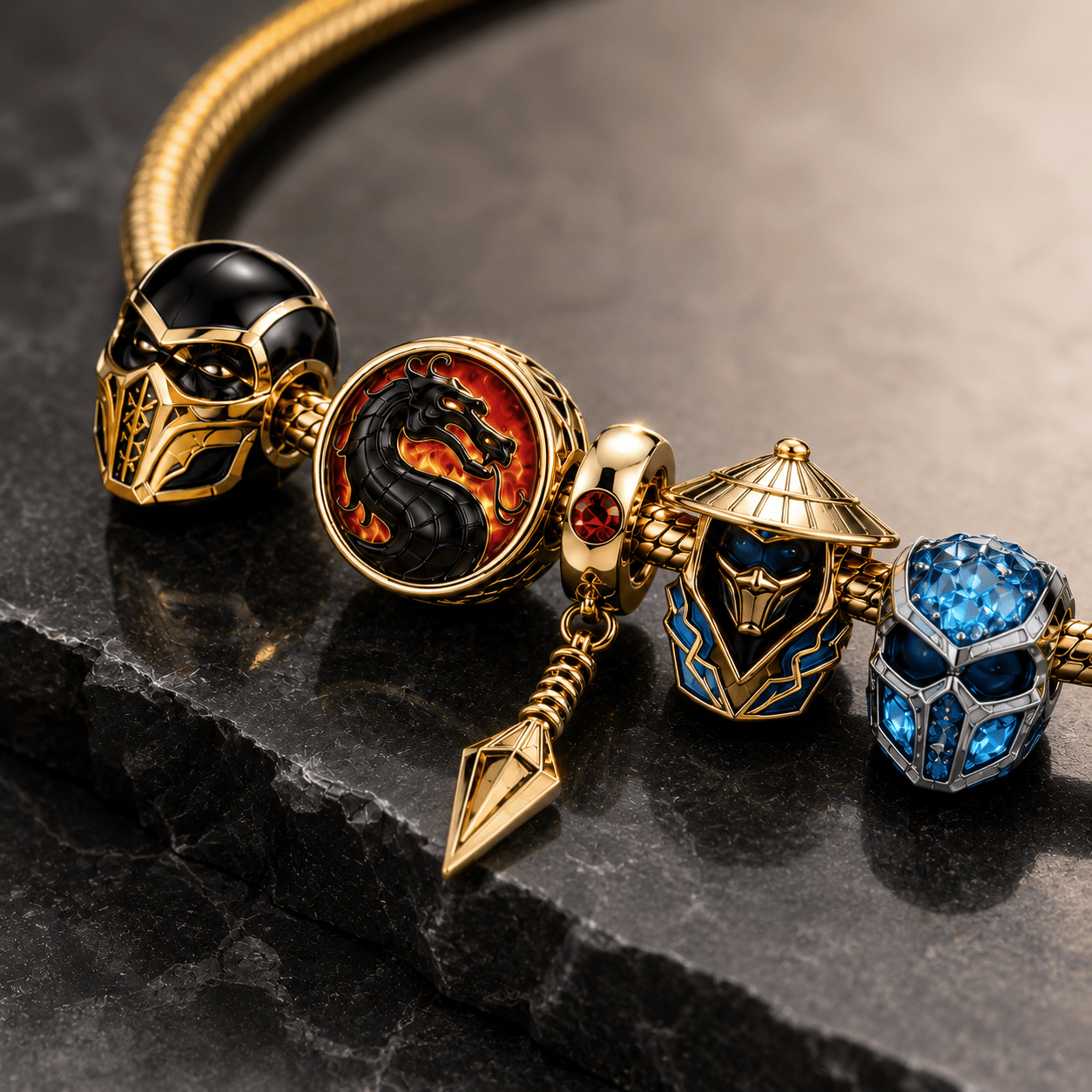 MKB Gold Charm Bracelet Set BMD