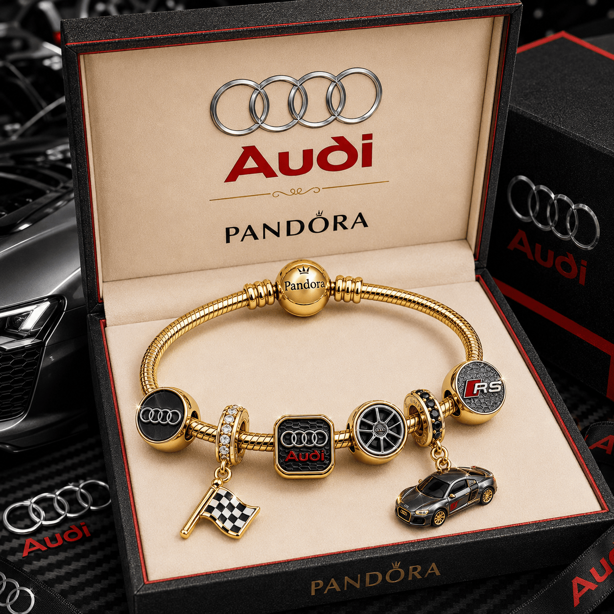 AUDI Gold Charm Bracelet Set TTTT