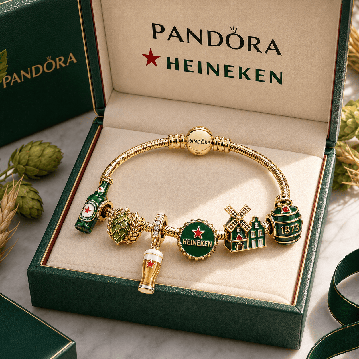 HNK Gold Charm Bracelet Set TMH