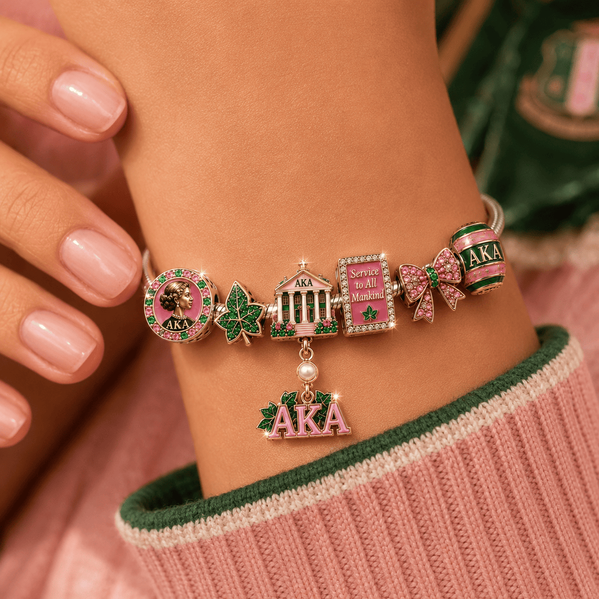 AKA Sliver Charm Bracelet Set NHVH