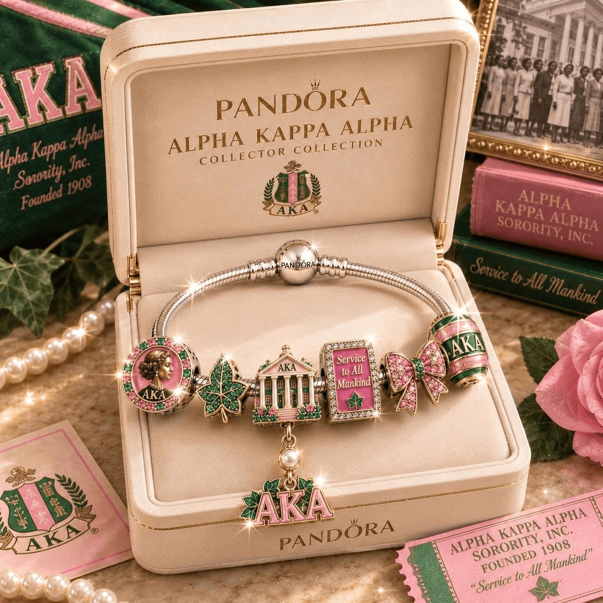 AKA Sliver Charm Bracelet Set NHVH