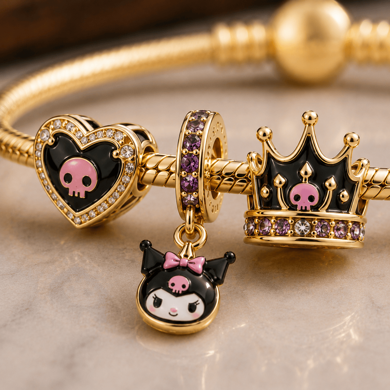 KRM Gold Charm Bracelet Set VTH