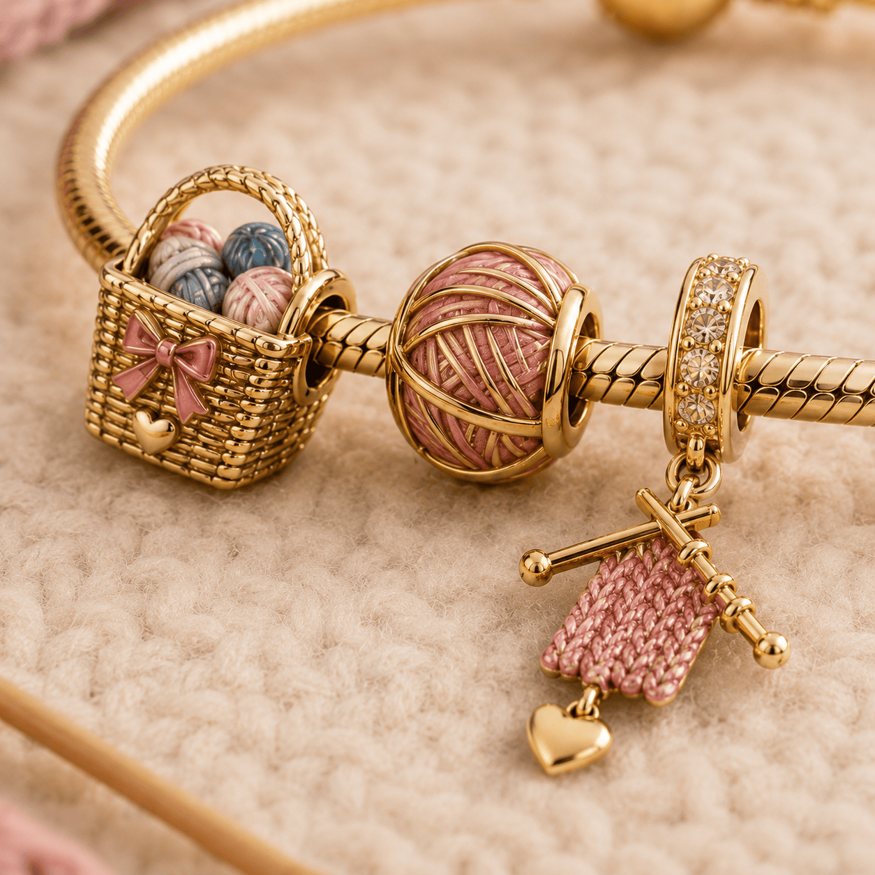 KNT Gold Charm Bracelet Set VTH