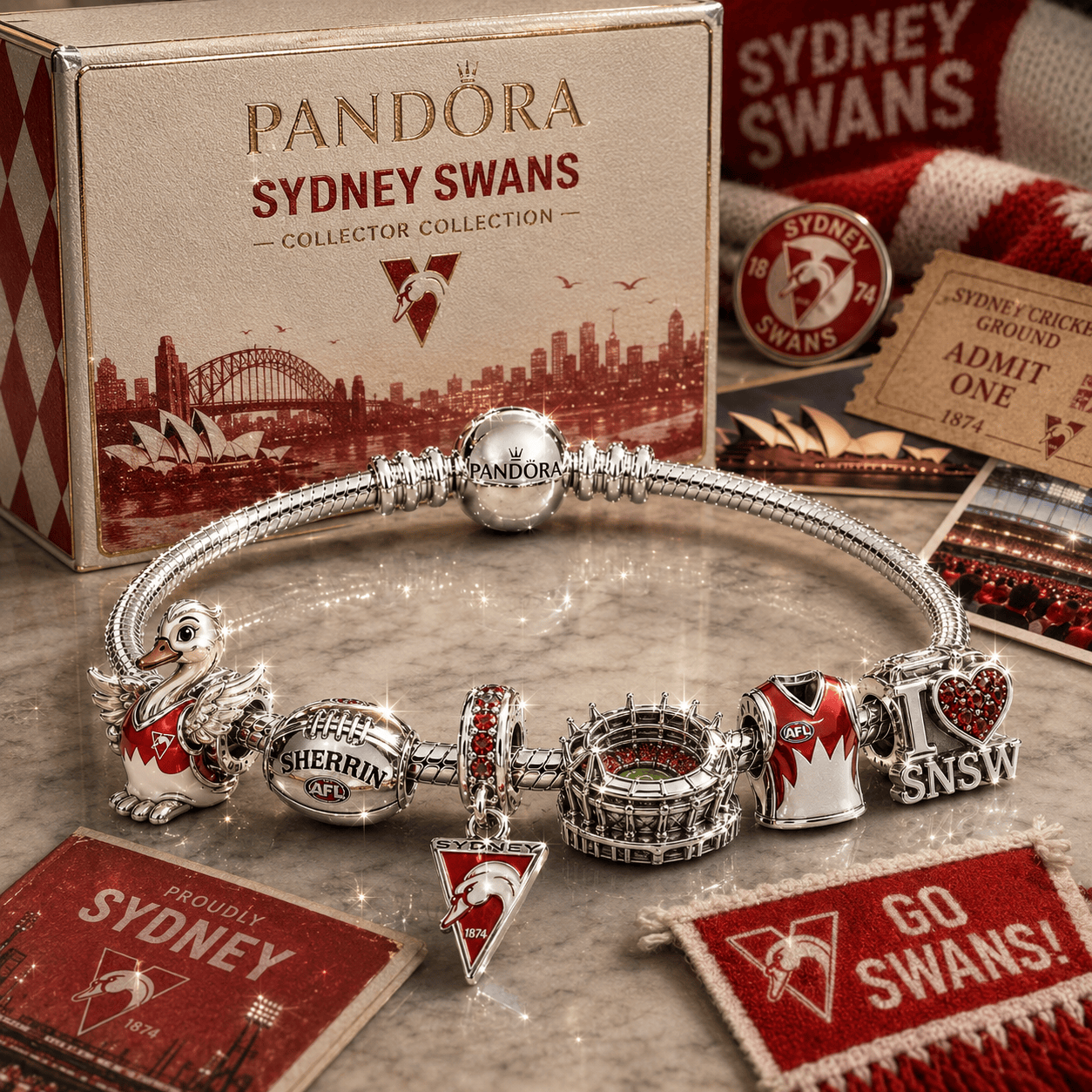 SNSW Silver Charm Bracelet Set PNPA
