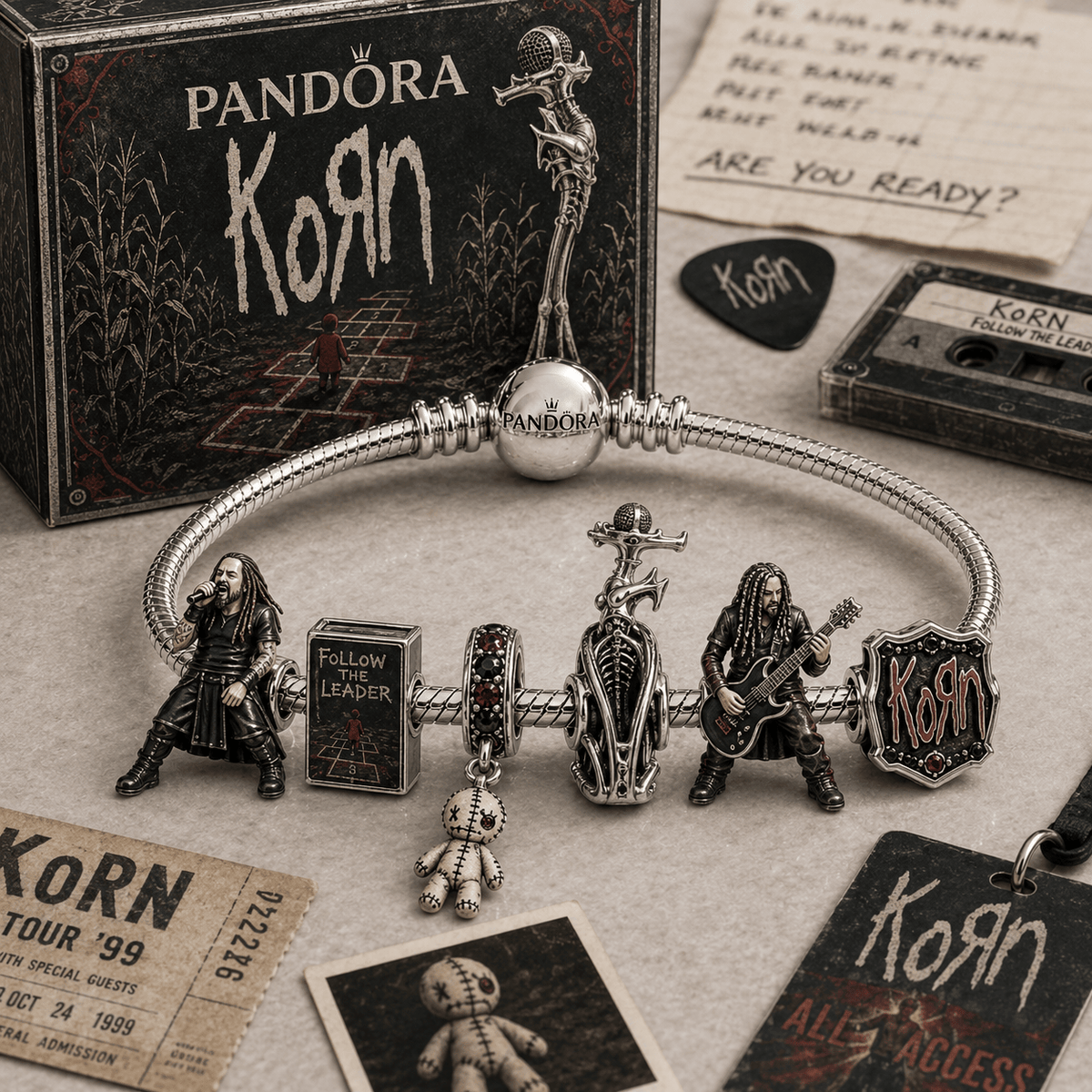 KRN Silver Charm Bracelet Set HQH