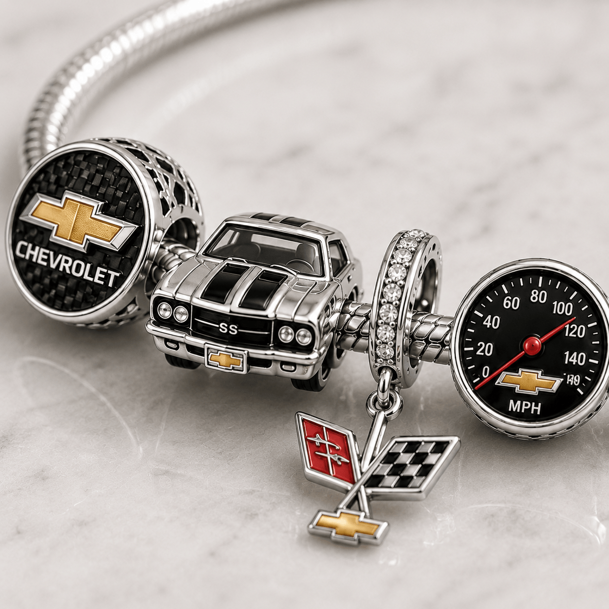 CVL Silver Charm Bracelet Set BMD