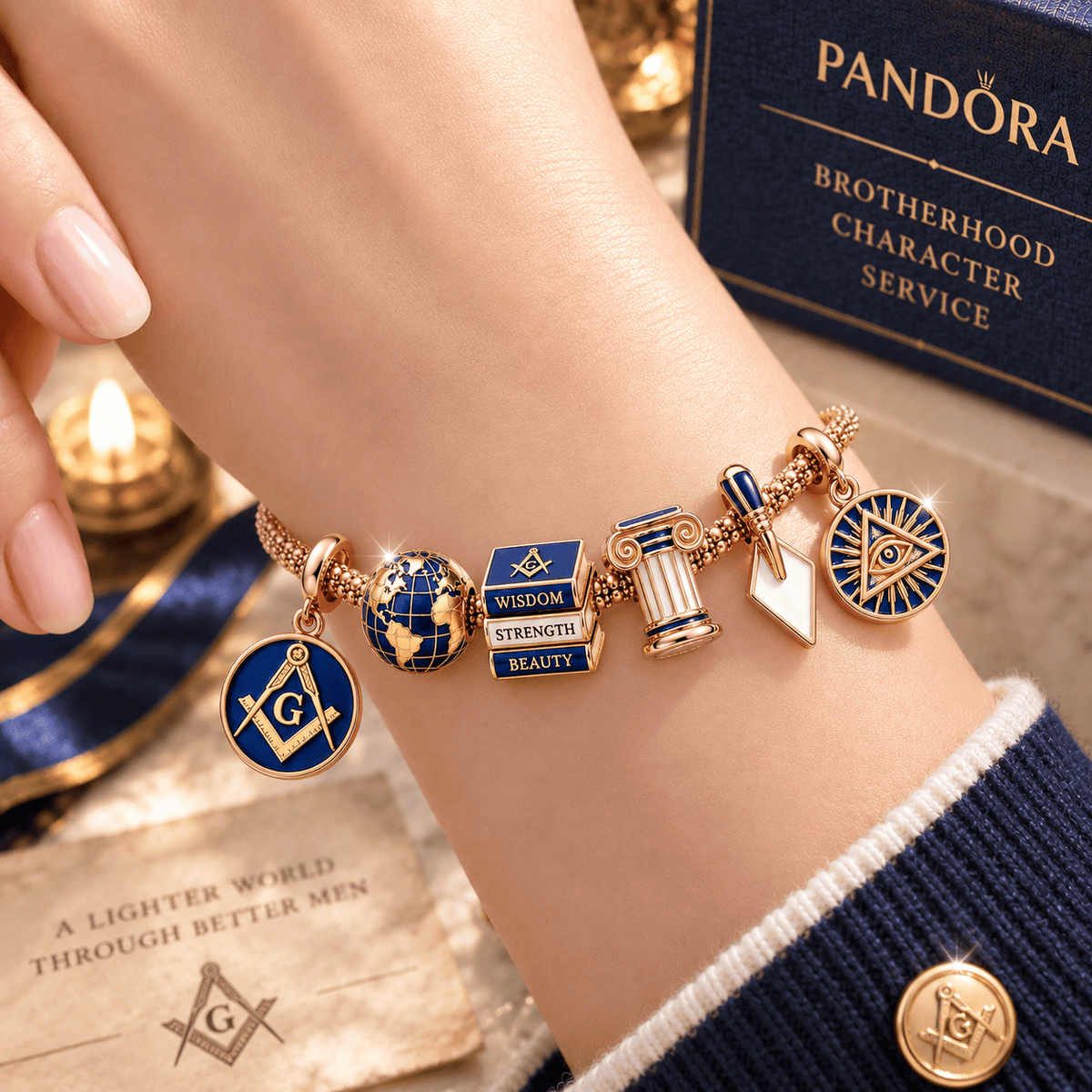 MAS Rose Gold Charm Bracelet Set TTTT