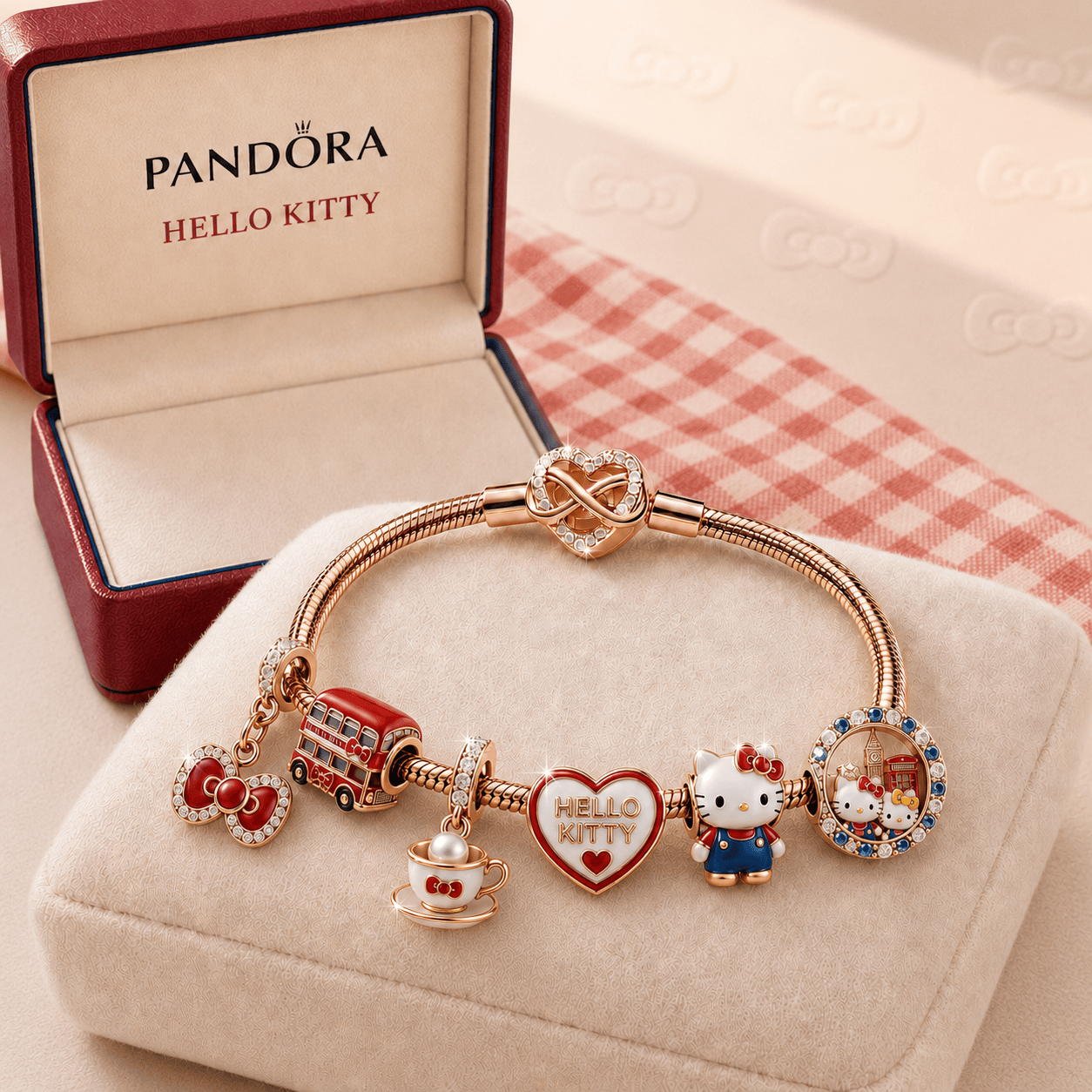 HLKT Rose Gold Charm Bracelet Set TMH