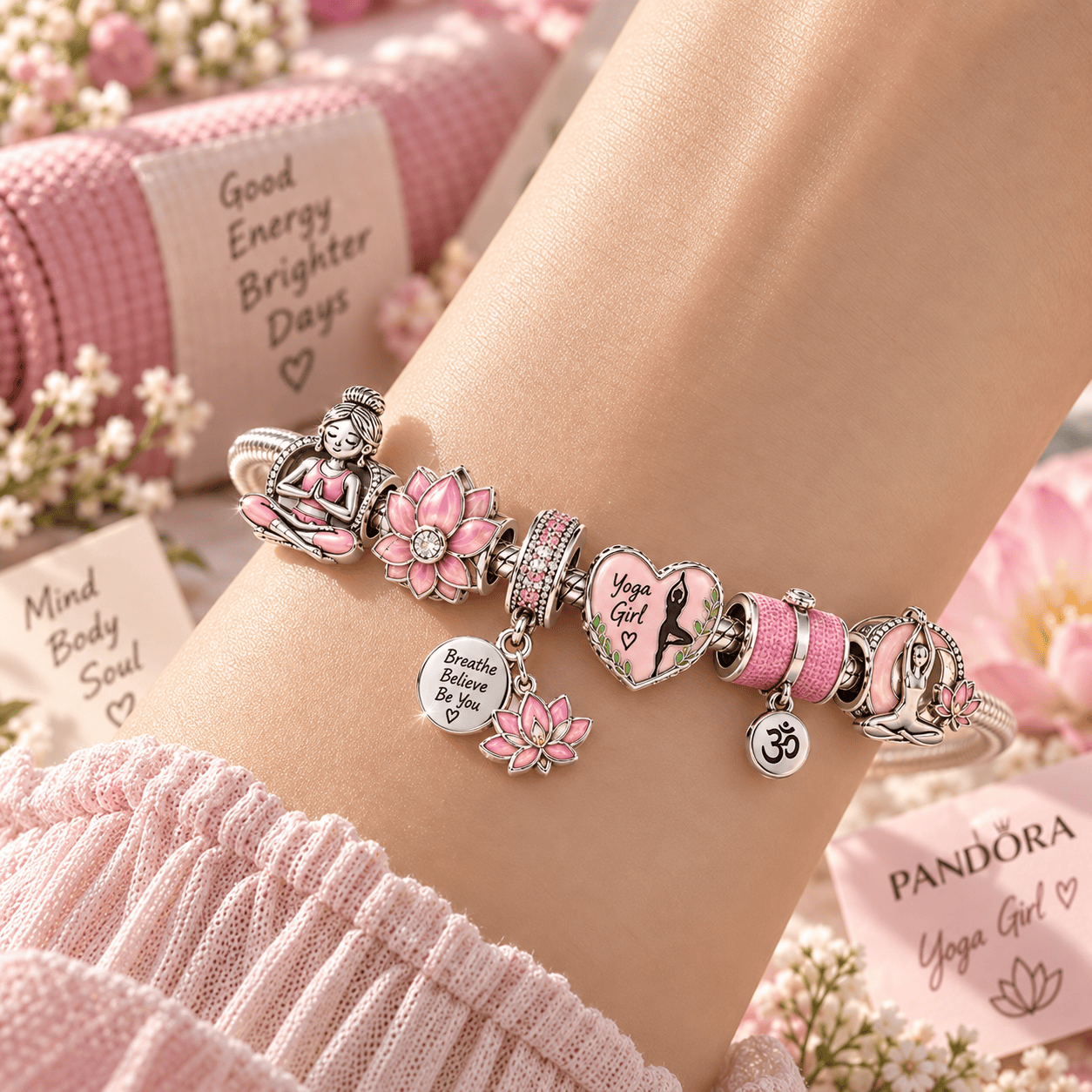 YG Silver Charm Bracelet Set TTN