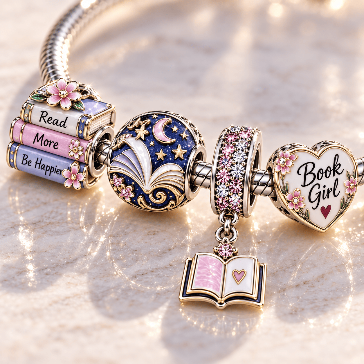 BG Silver Charm Bracelet Set TTN